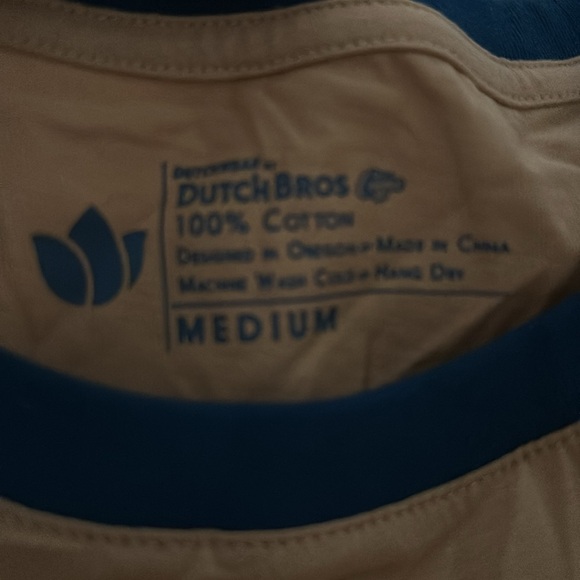 Dutch Bros Coffee Ringer Tee “STOKED” XS+MEDIUM+LARGE+XL Cream with Blue DB ‘92 - Picture 8 of 9